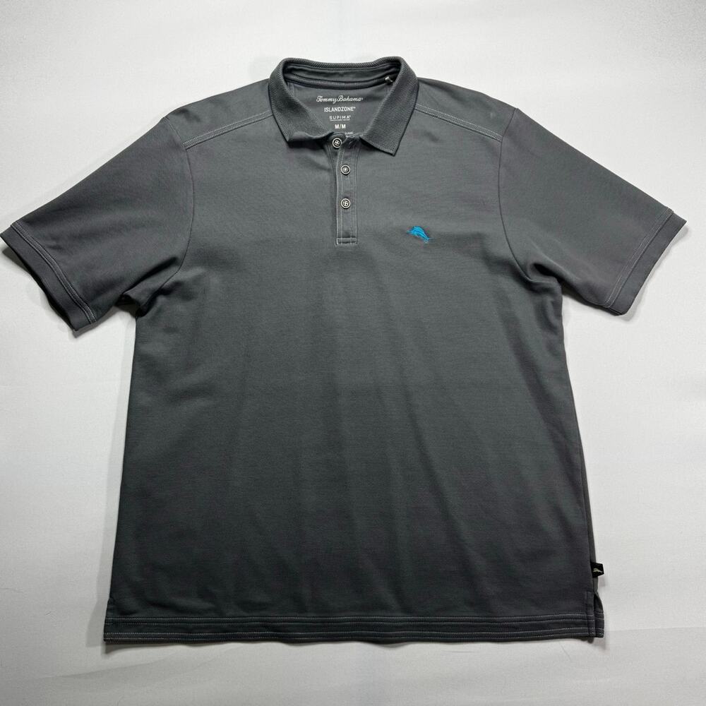 Tommy Bahama Islandzone Men's Short Sleeve Supima Gray Polo Shirt - Size M